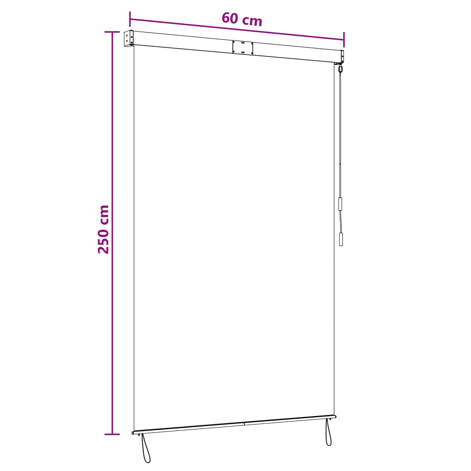 Rolgordijn Bruin 60 x 250 cm Stof en Aluminium