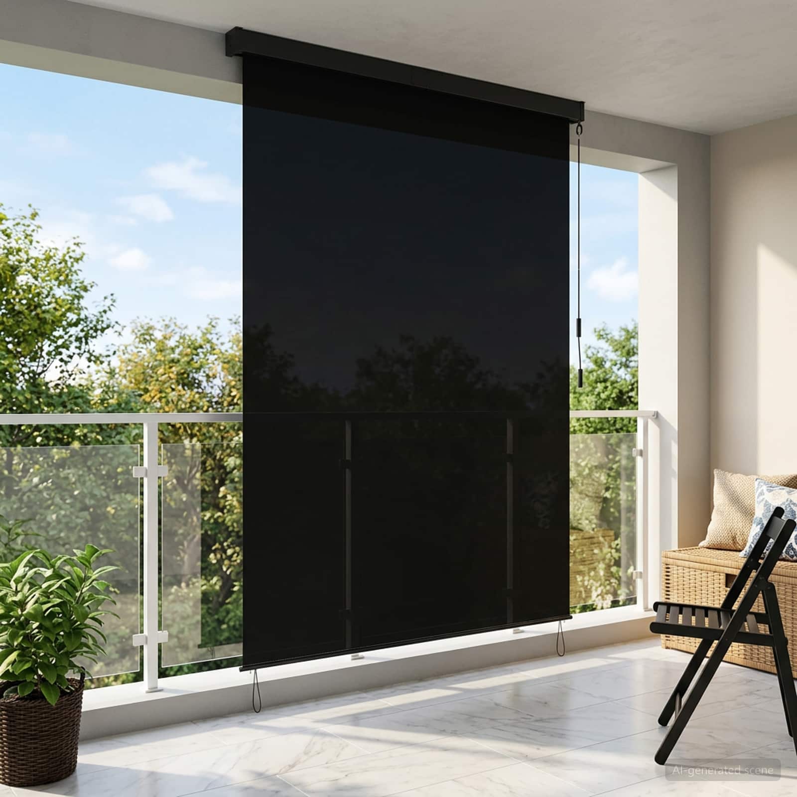 Rolgordijn Zwart 140 x 250 cm Stof en Aluminium