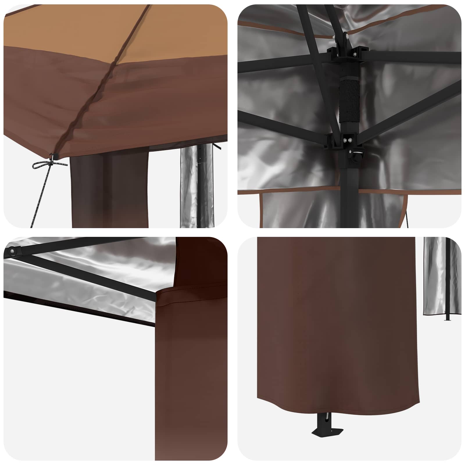 Gazebo zonder Zijwand 2,6 x 2,6 m Beige en Bruin