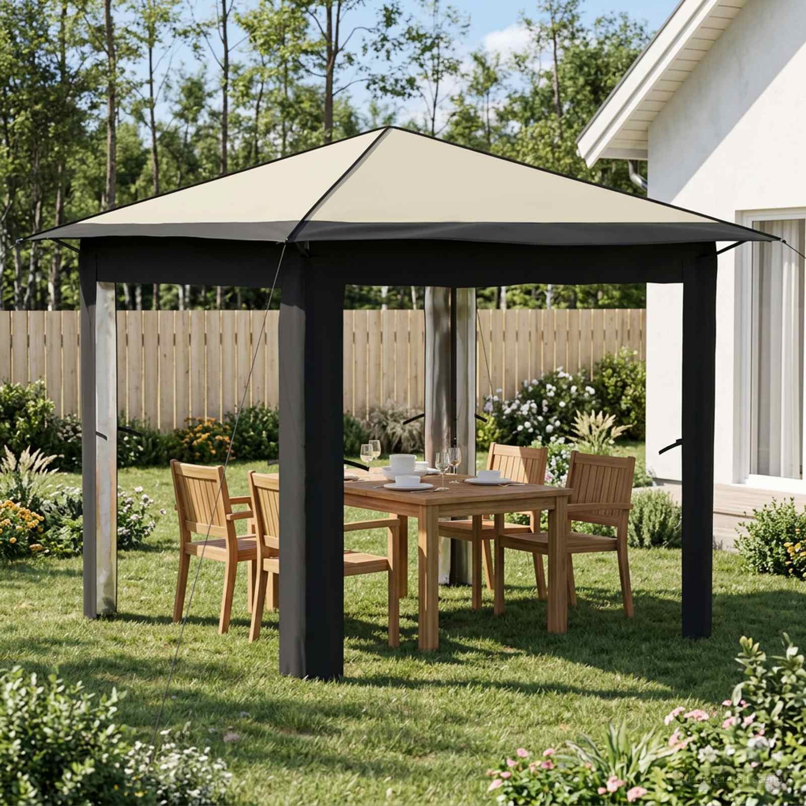 Gazebo zonder Zijwand 2,6 x 2,6 m Crème en Antraciet