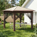 Gazebo met 4 Zijwanden 2,6 x 2,6 m Crème en bruin