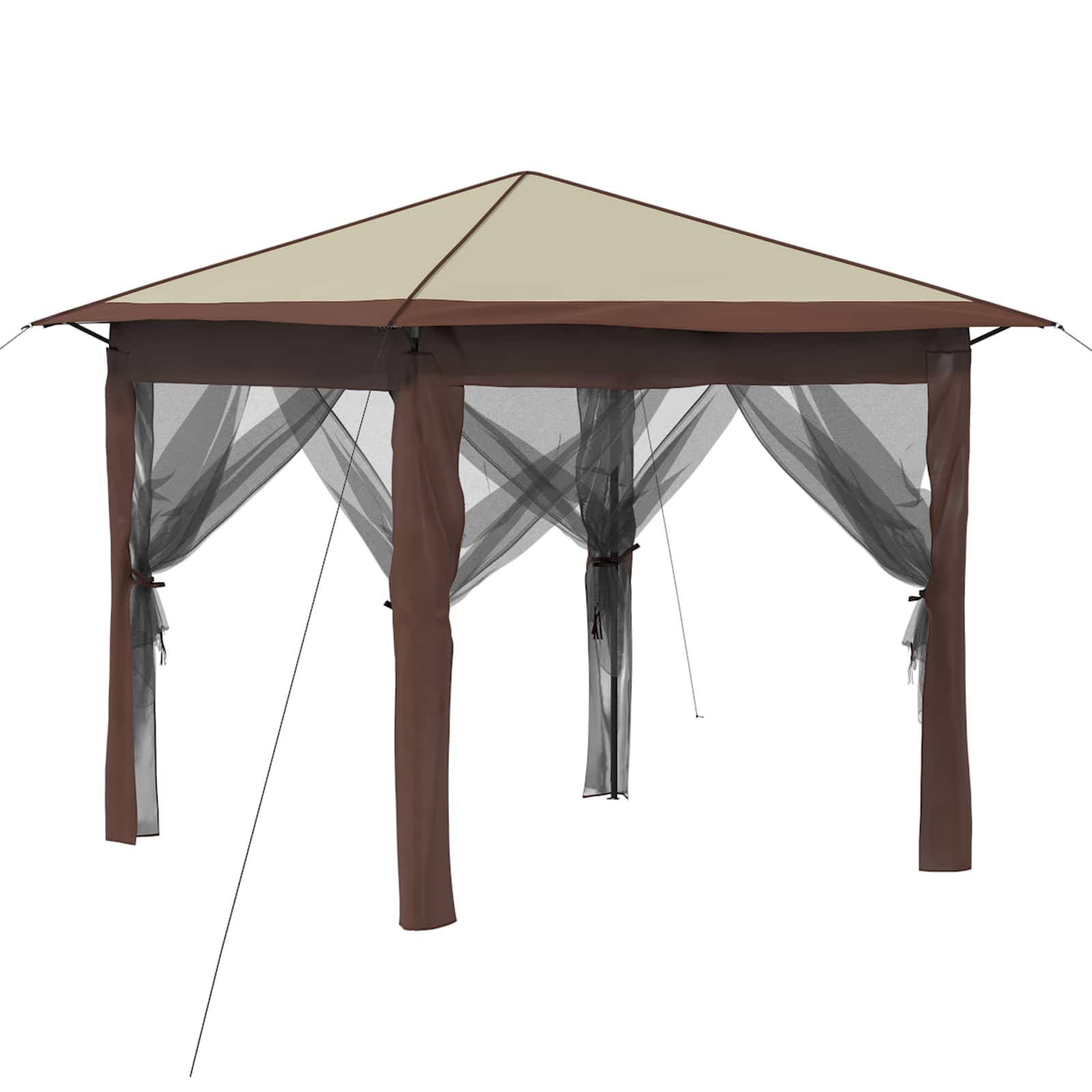 Gazebo met 4 Zijwanden 2,6 x 2,6 m Crème en bruin