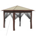 Gazebo met 4 Zijwanden 2,6 x 2,6 m Crème en bruin
