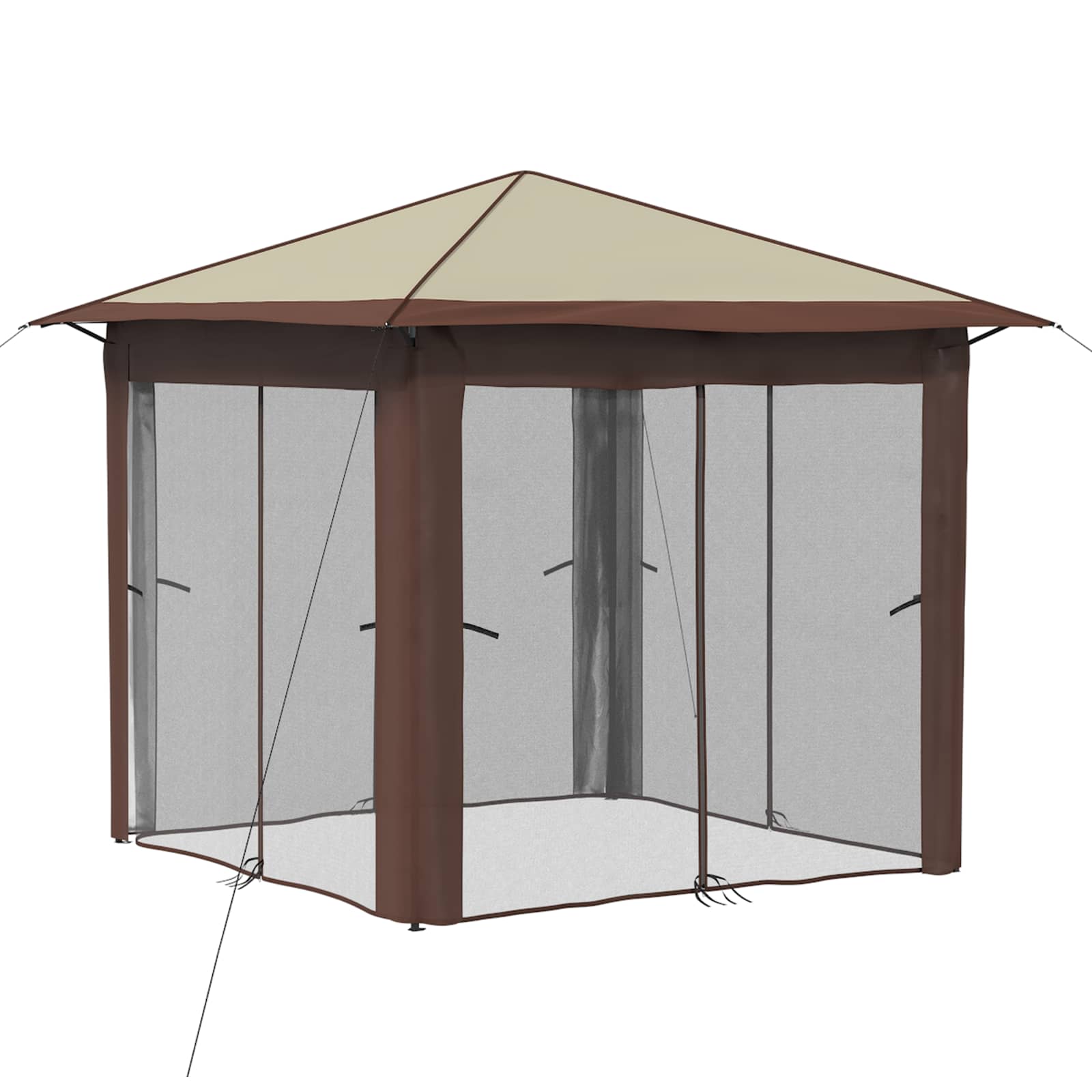 Gazebo met 4 Zijwanden 2,6 x 2,6 m Crème en bruin