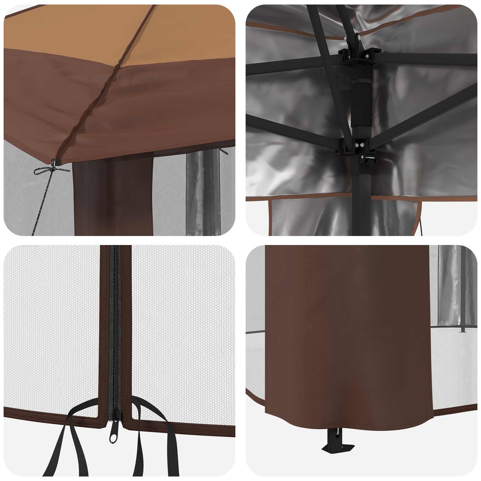Gazebo met 4 Zijwanden 2,6 x 2,6 m Beige en Bruin