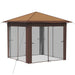 Gazebo met 4 Zijwanden 2,6 x 2,6 m Beige en Bruin