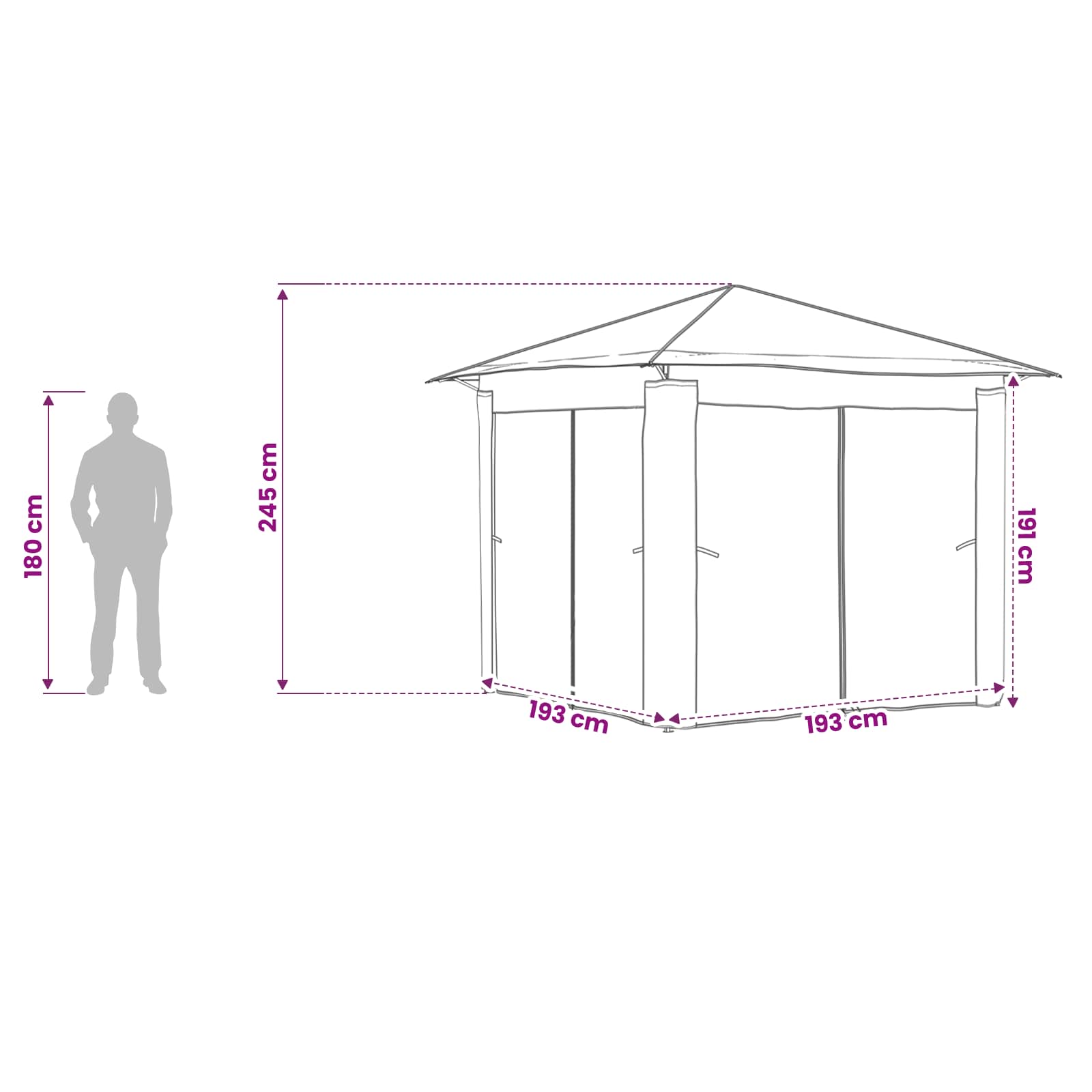Gazebo met 4 Zijwanden 2,6 x 2,6 m Beige en Bruin