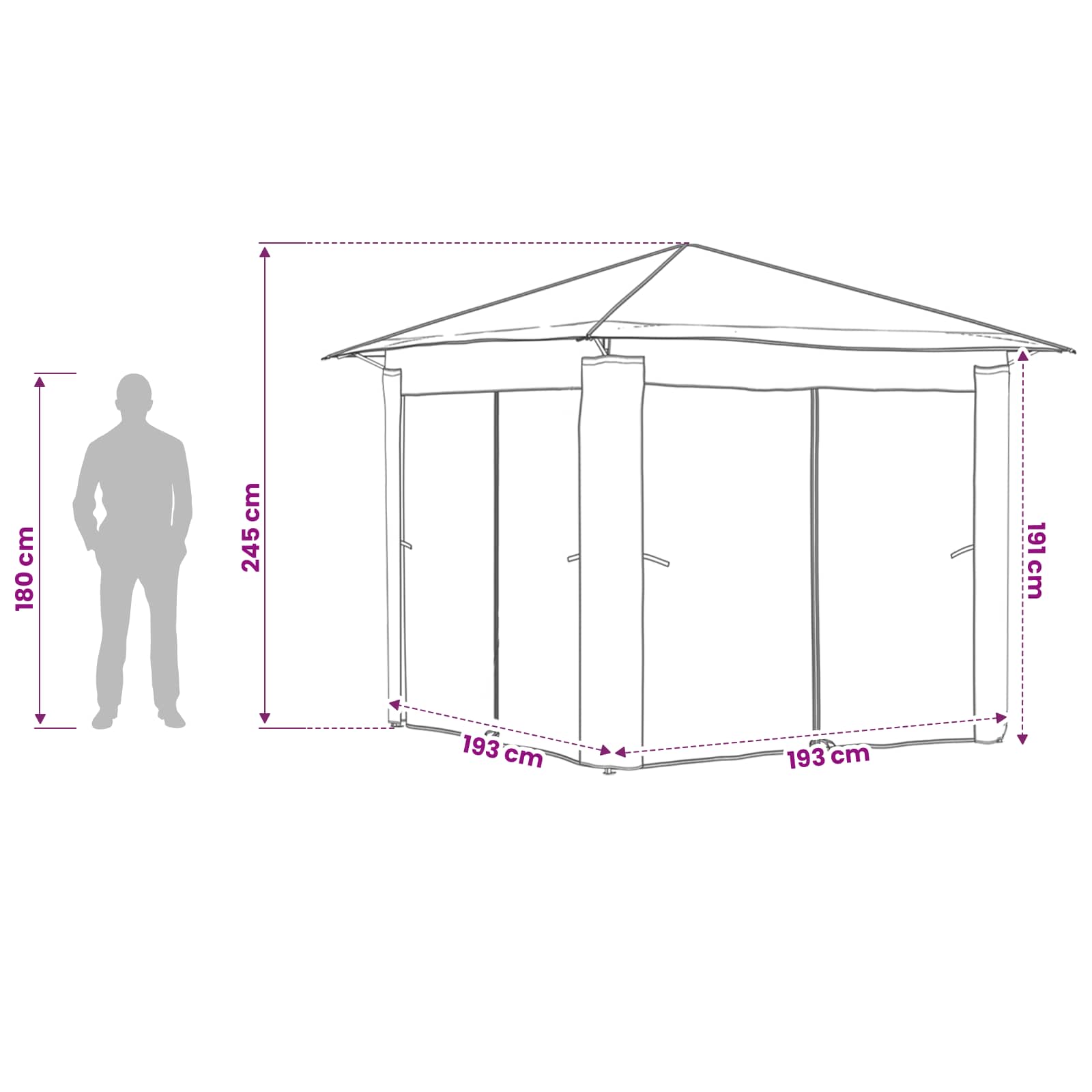 Gazebo met 4 Zijwanden 2,6 x 2,6 m Crème en Antraciet