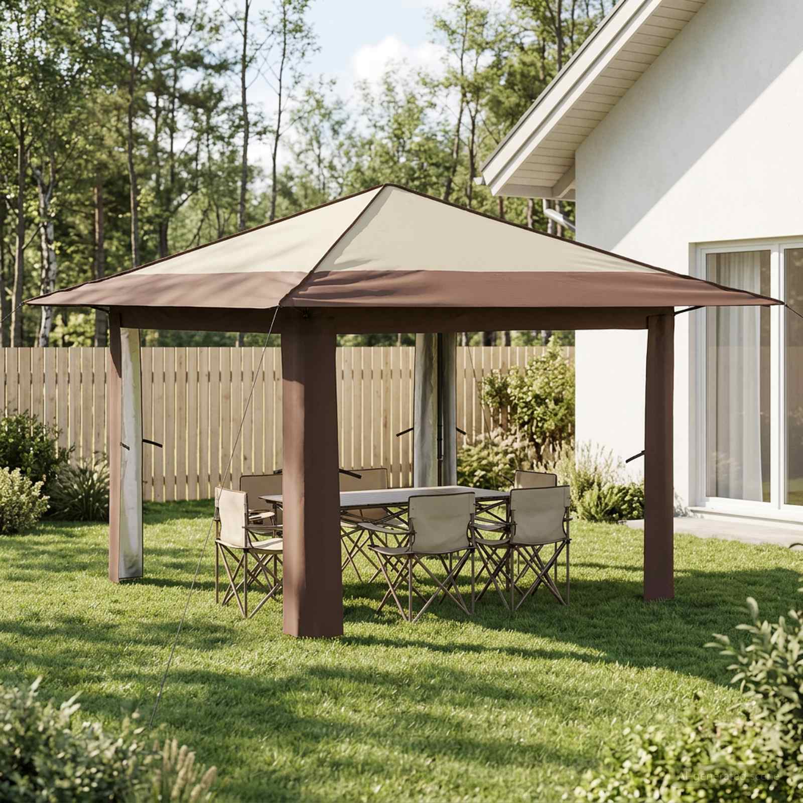 Gazebo zonder Zijwand Crème en bruin