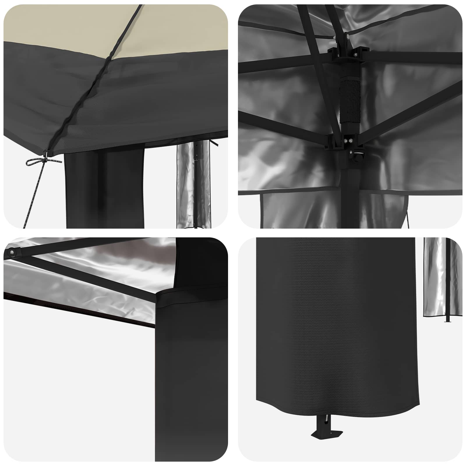 Gazebo zonder Zijwand 3,3 x 3,3 m Crème en Antraciet