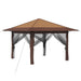 Gazebo met 4 Zijwanden 3,3 x 3,3 m Beige en Bruin