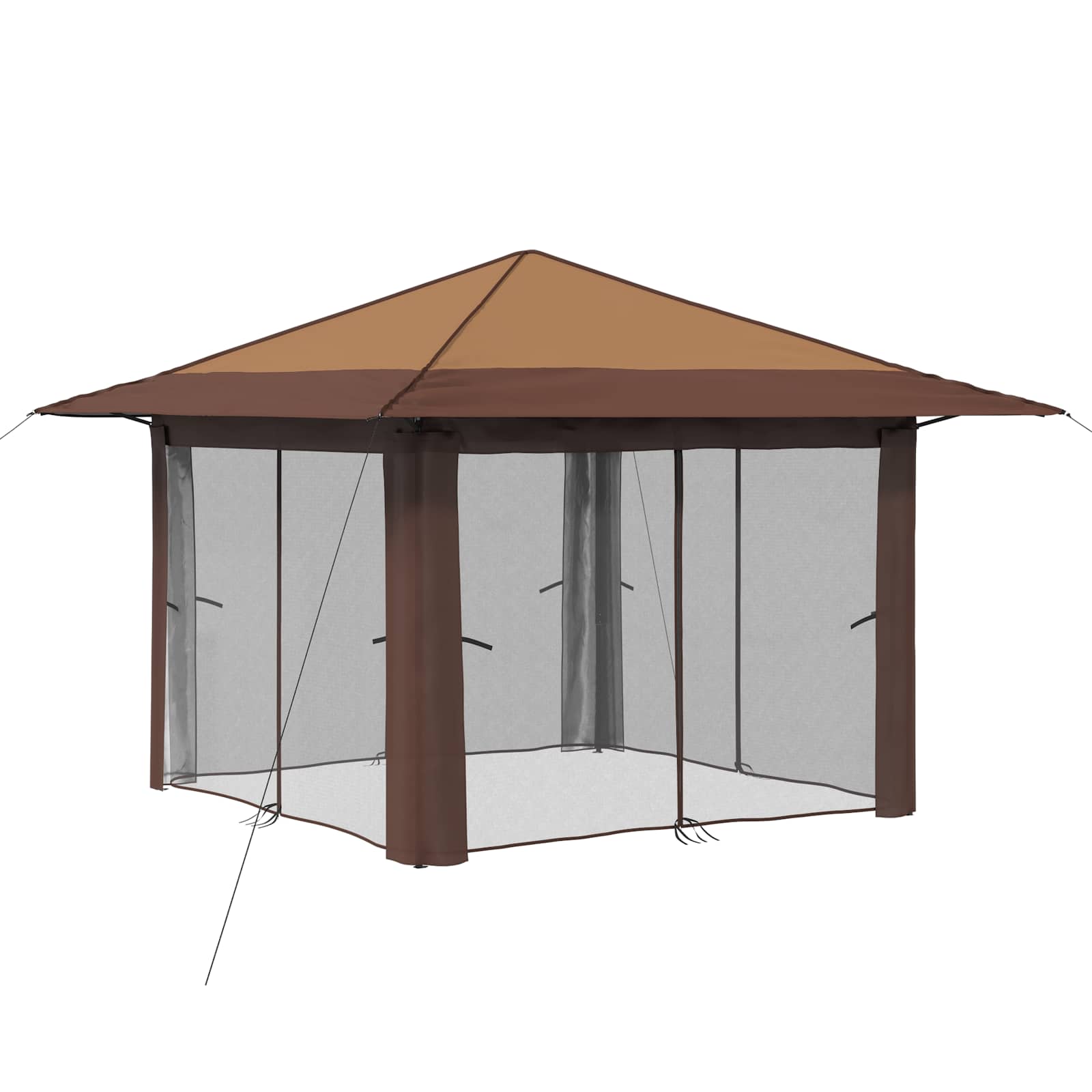 Gazebo met 4 Zijwanden 3,3 x 3,3 m Beige en Bruin