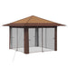 Gazebo met 4 Zijwanden 3,3 x 3,3 m Beige en Bruin