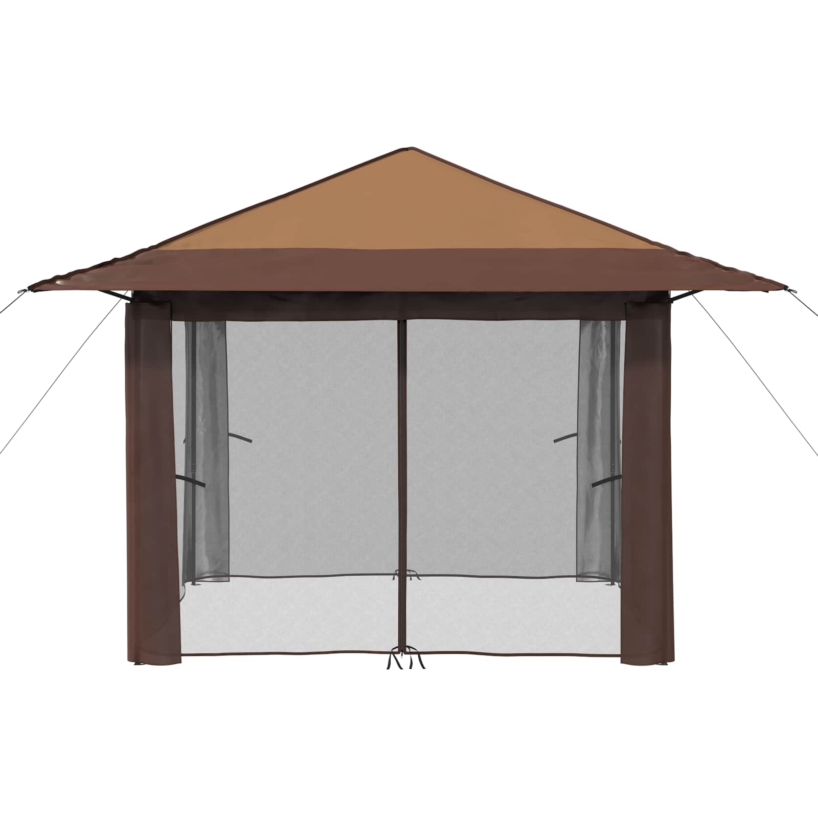Gazebo met 4 Zijwanden 3,3 x 3,3 m Beige en Bruin