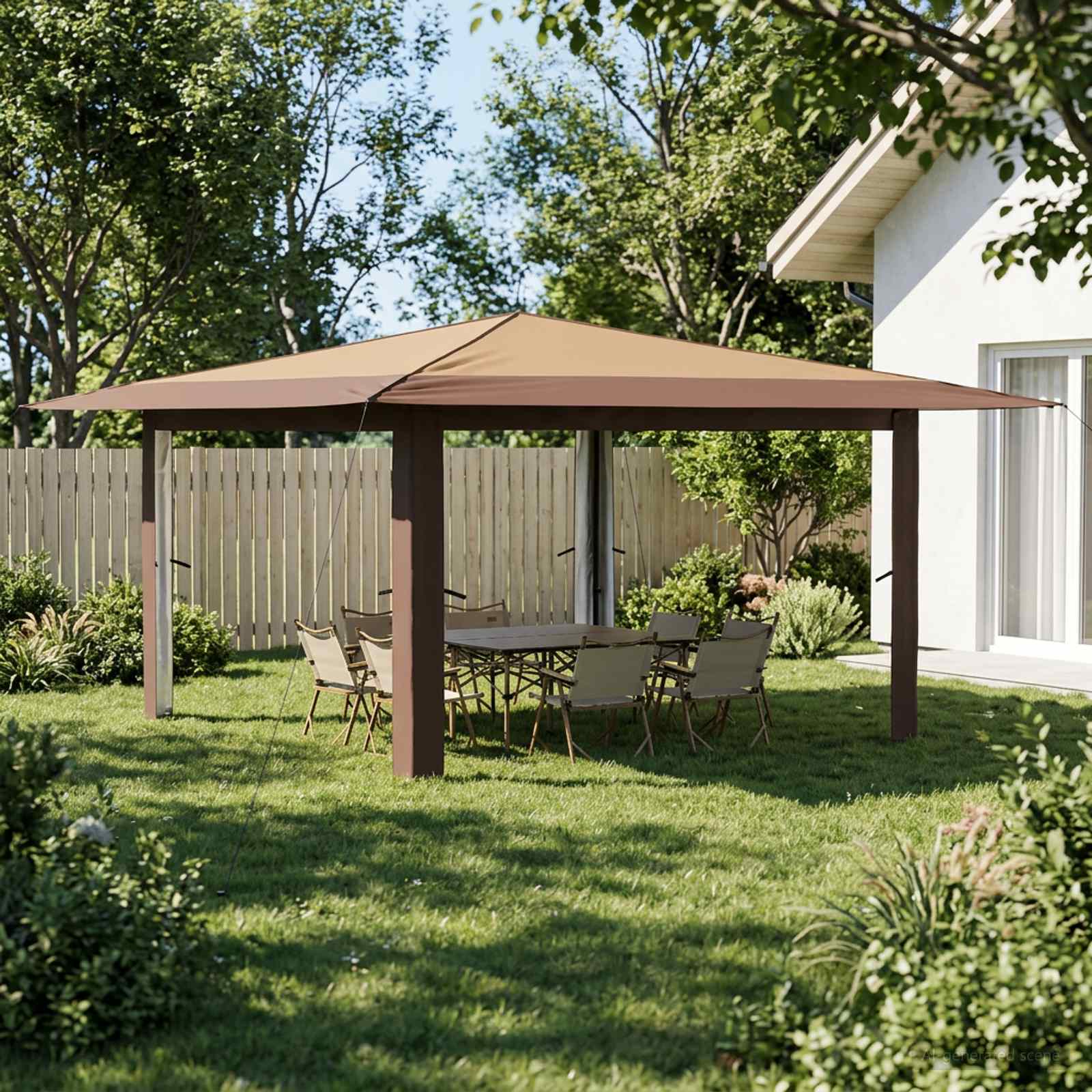 Paviljoen zonder Zijwand 4 x 4 m Beige en Bruin