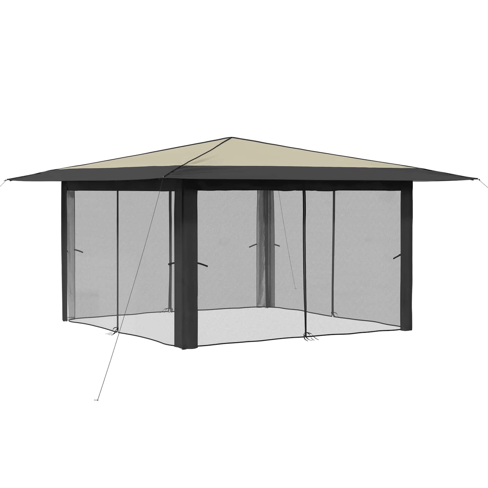 Paviljoen met 4 Zijwanden 4 x 4 m Crème en Antraciet