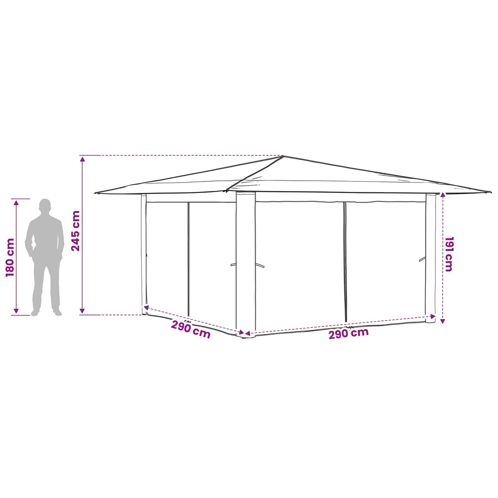 Paviljoen met 4 Zijwanden 4 x 4 m Crème en Antraciet