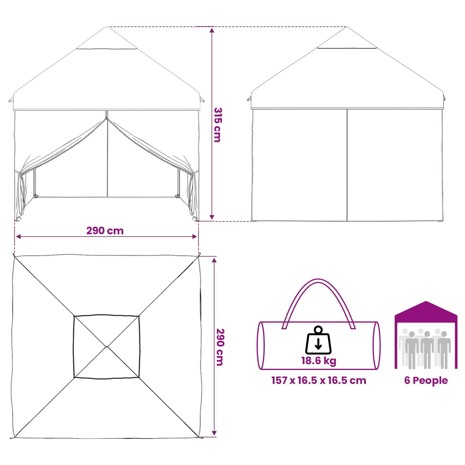 Pop-up Gazebo met 4 Zijwanden 2,9 x 2,9 m Blauw Camouflage