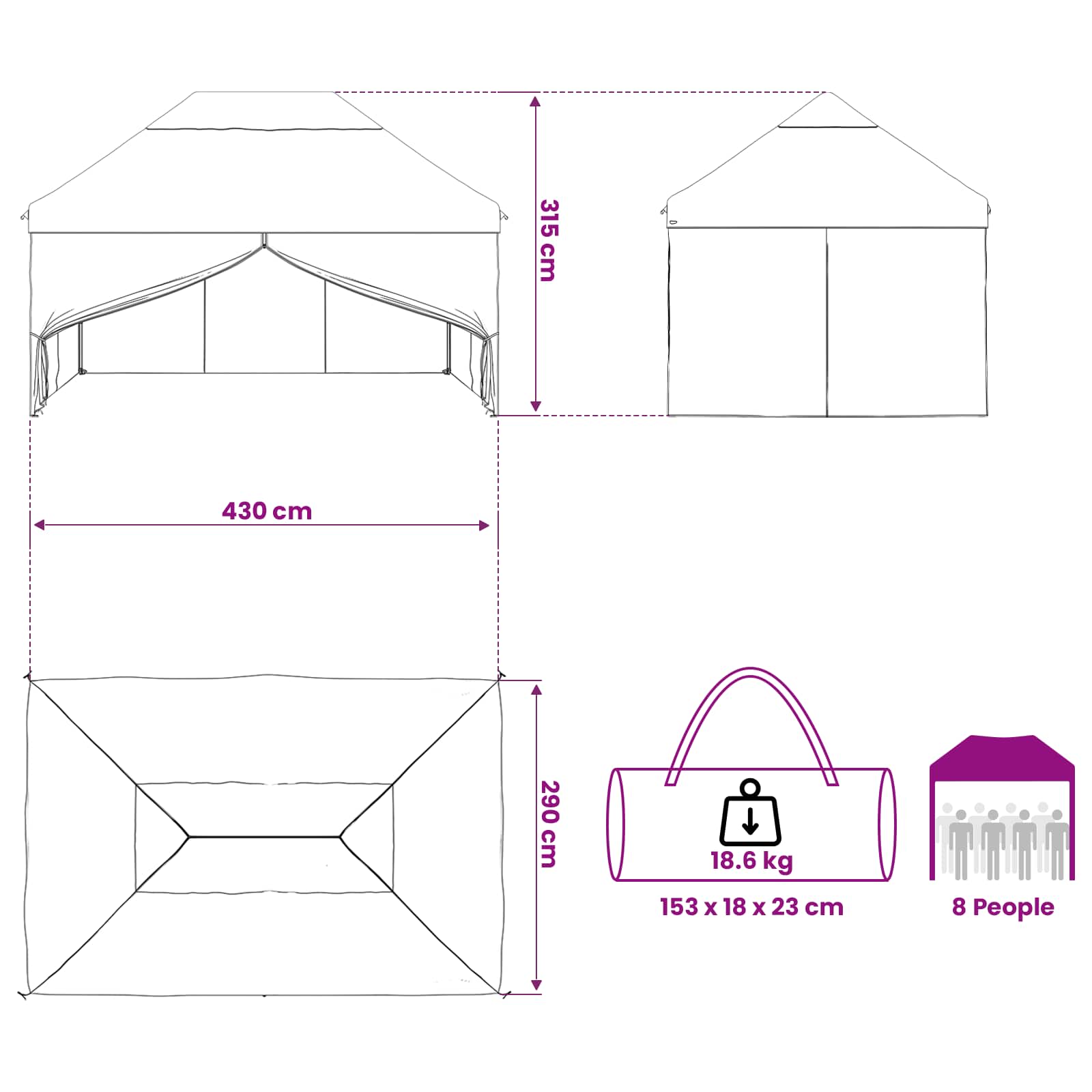 Pop-up Gazebo met 4 Zijwanden 2,9 x 4,3 m Blauw Camouflage