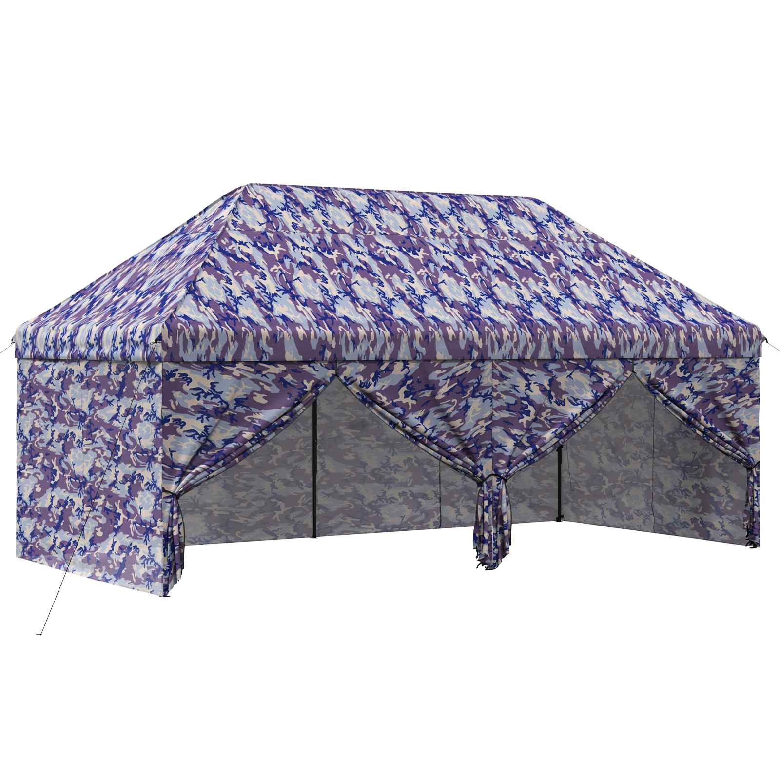 Pop-up Gazebo met 4 Zijwanden 3 x 6 m Blauw Camouflage