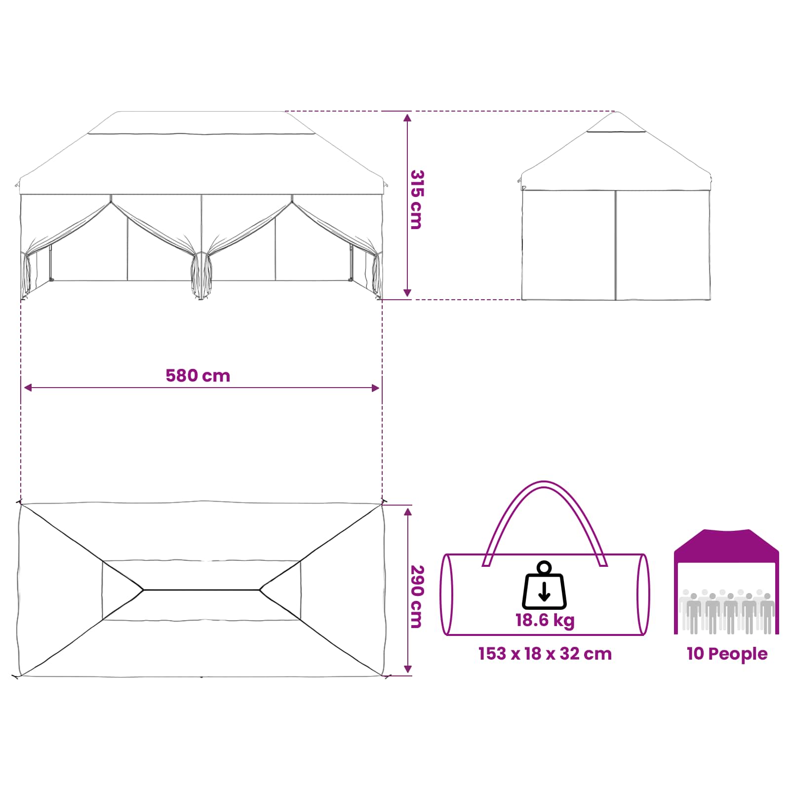 Pop-up Gazebo met 4 Zijwanden 3 x 6 m Bos Camouflage