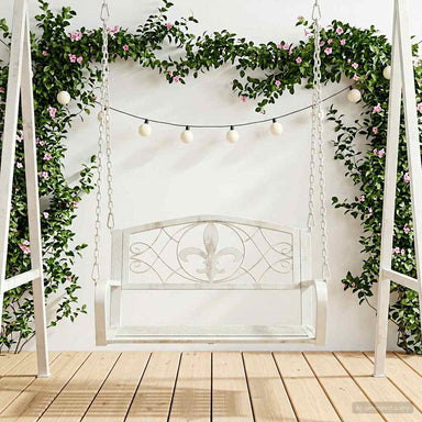 Schommelbank Staal 71,5 x 59 x 55 cm Antiek wit