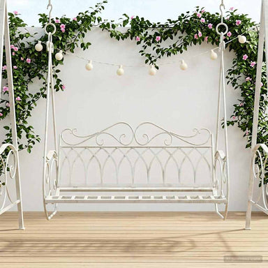 Schommelbank Staal 112 x 60 x 126,5 cm Antiek wit