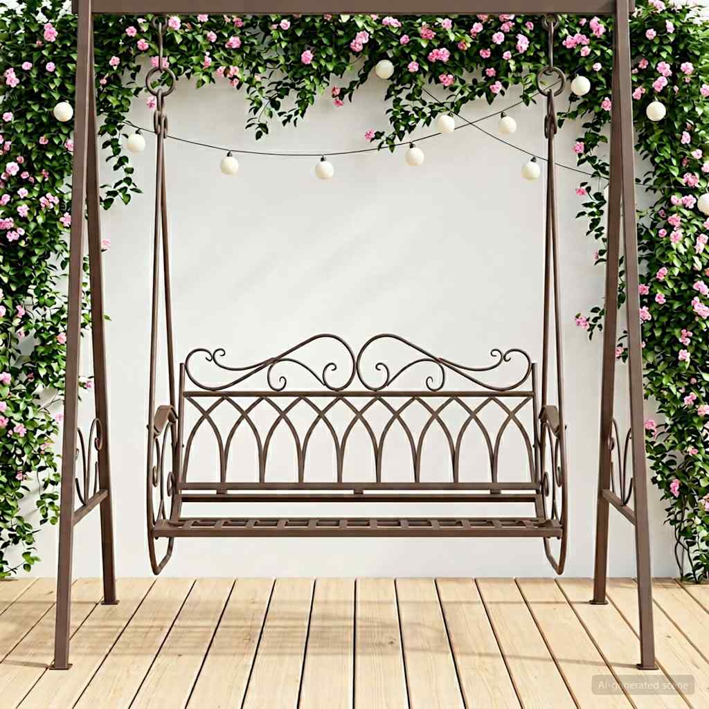 Schommelbank Staal 112 x 60 x 126,5 cm Antiek Bruin