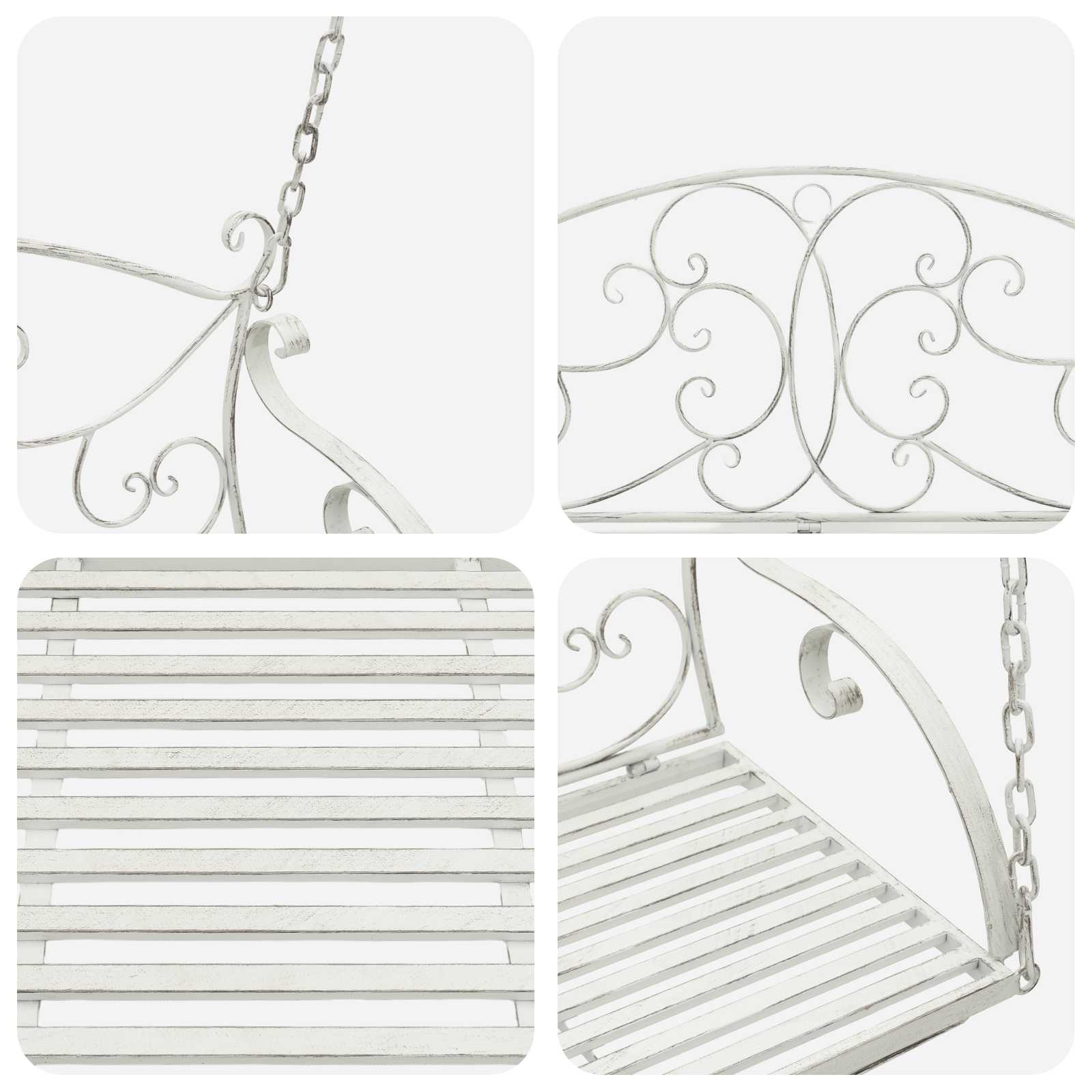 Schommelbank Staal 110 x 52,5 x 47 cm Antiek wit