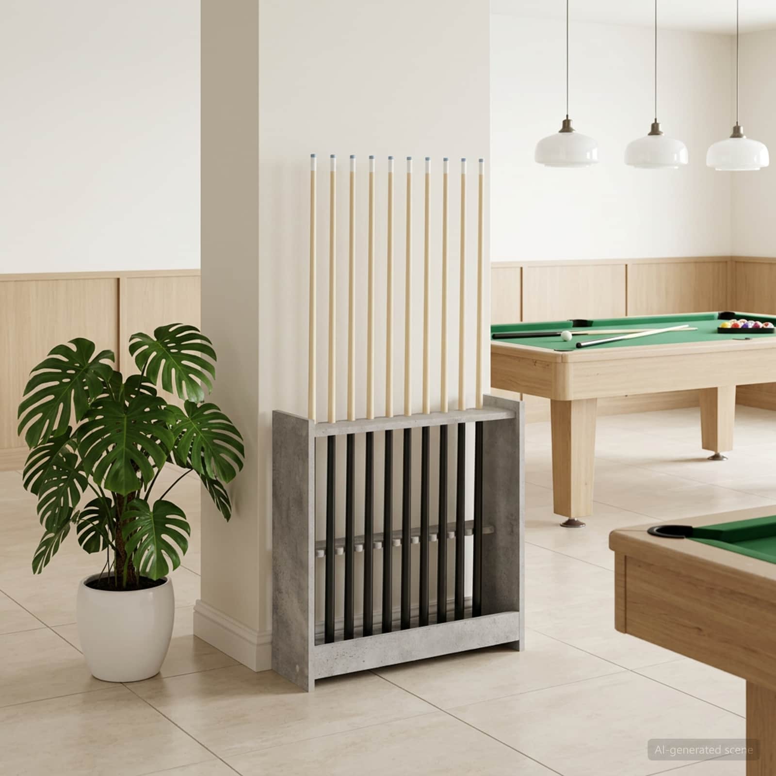 Biljartkeu standaard Bewerkt hout 60 x 20 x 57 cm Betongrijs