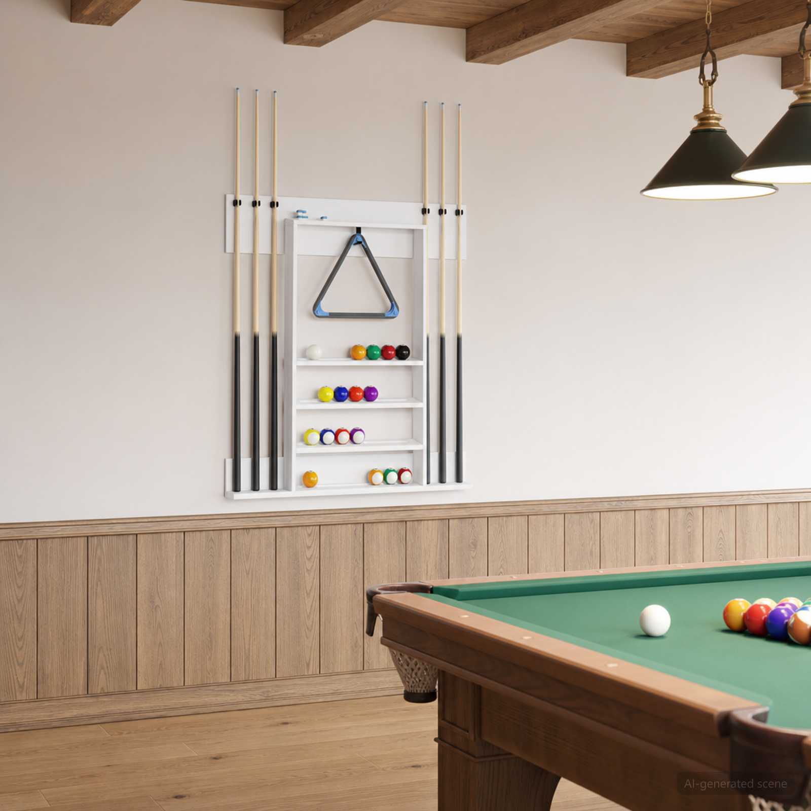 Biljartkeu standaard Bewerkt hout 93 x 12 x 103 cm Wit