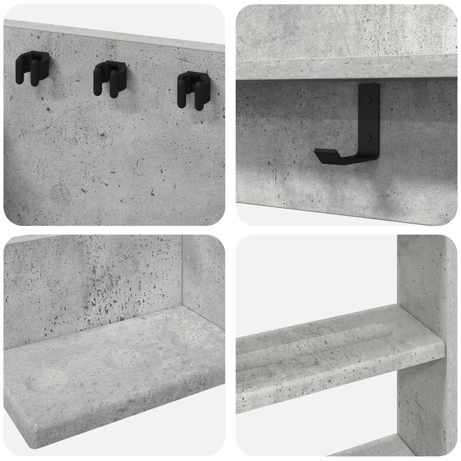 Biljartkeu standaard Bewerkt hout 93 x 12 x 103 cm Betongrijs