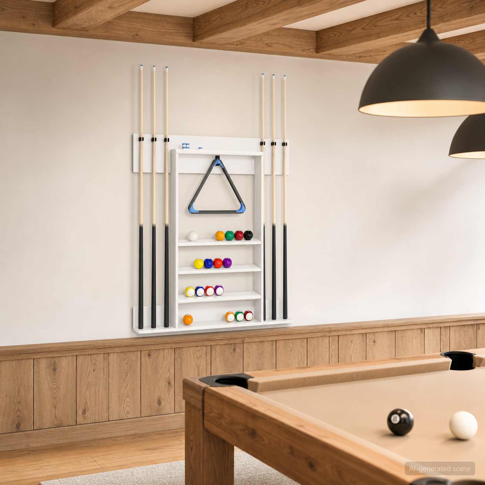 Biljartkeu standaard Bewerkt hout 93 x 12 x 103 cm Glanzend Wit
