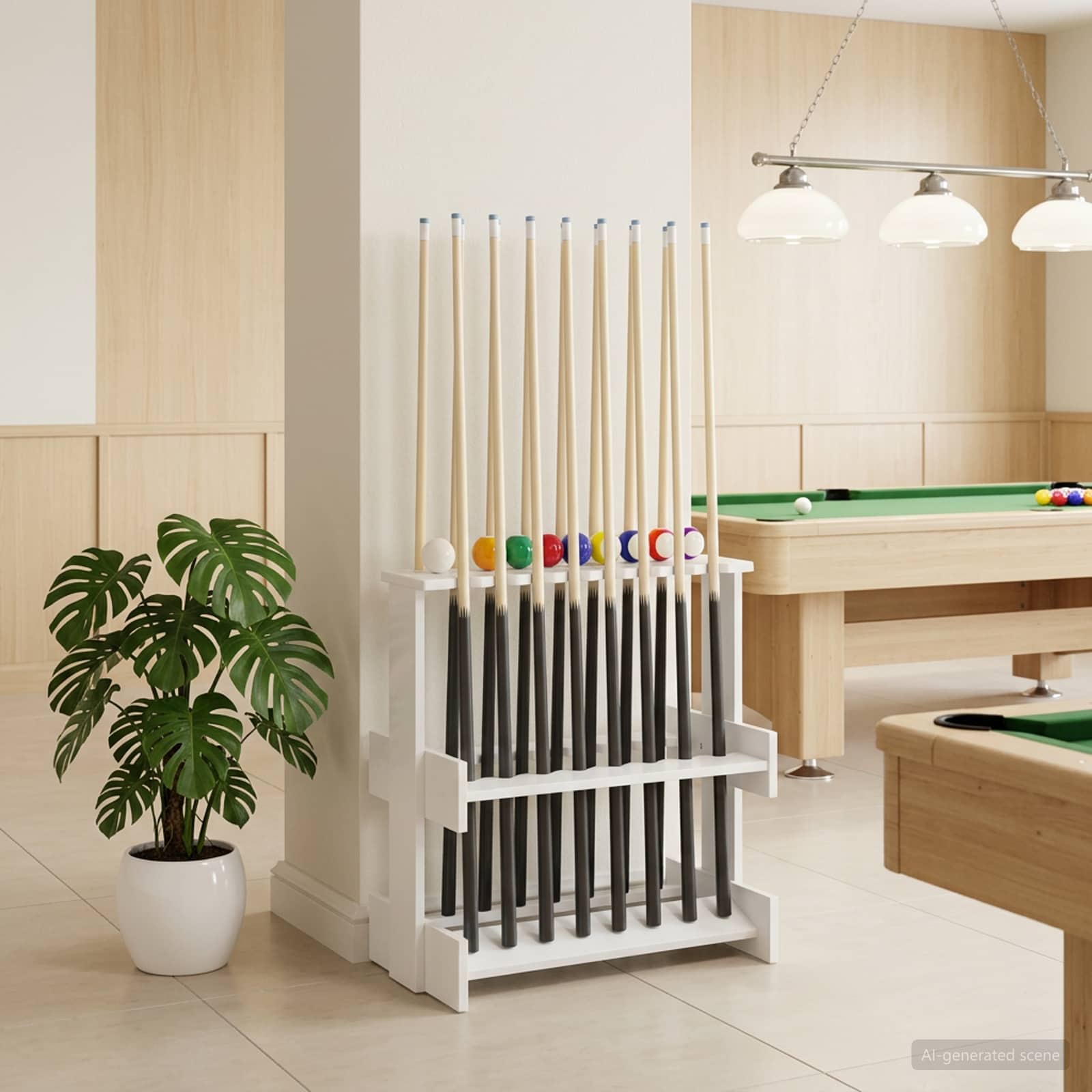 Biljartkeu standaard Bewerkt hout 60 x 35 x 60 cm Glanzend Wit