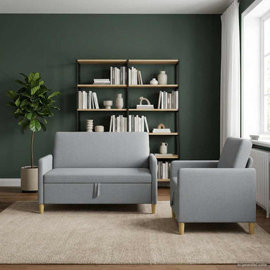 Bankenset met opbergruimte 2 st Lichtgrijs Polyester