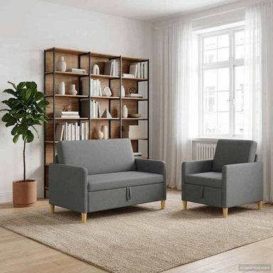 Bankenset met opbergruimte 2 st Donkergrijs Polyester