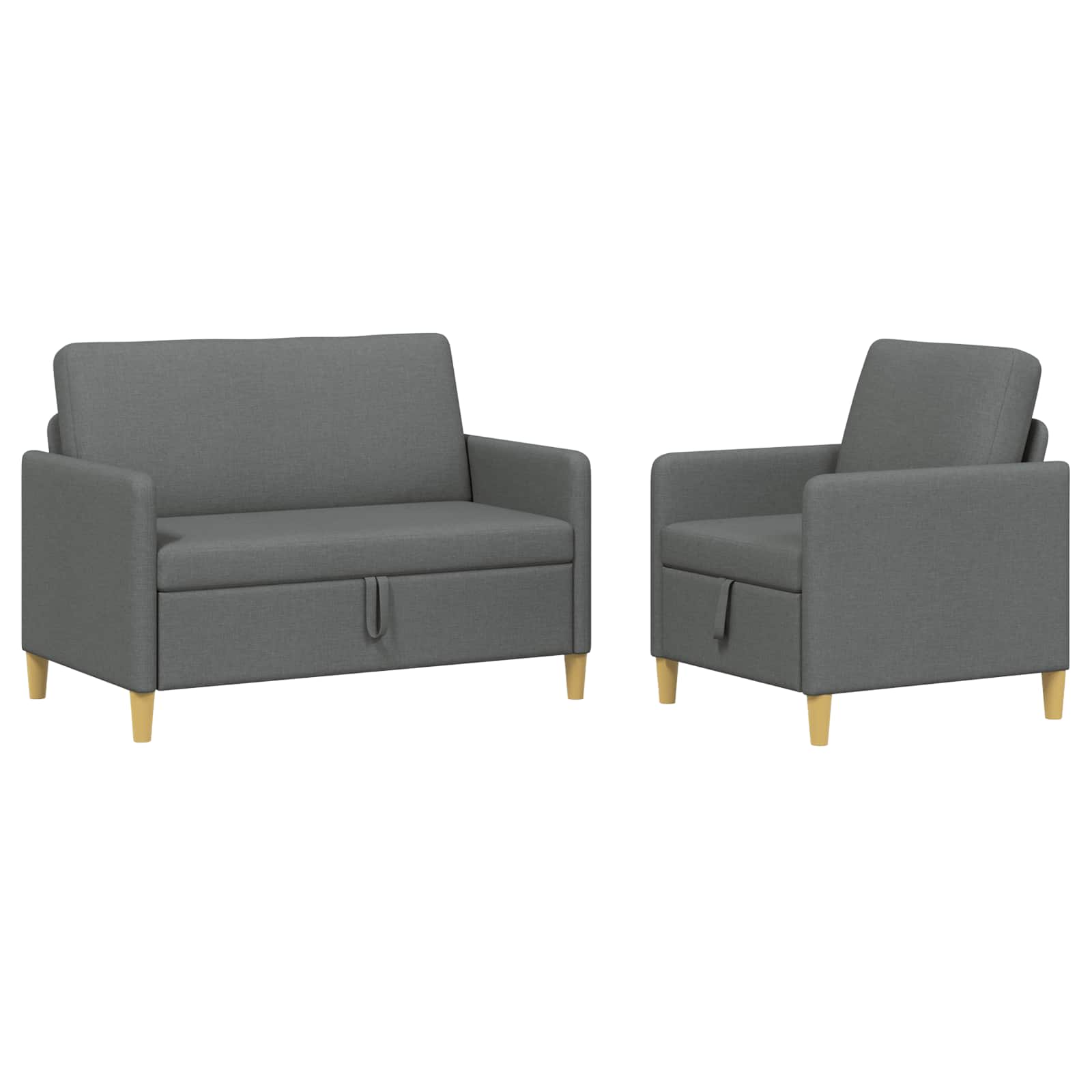 Bankenset met opbergruimte 2 st Donkergrijs Polyester