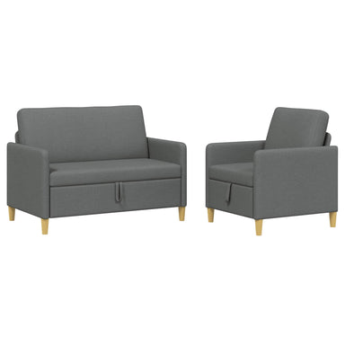 Bankenset met opbergruimte 2 st Donkergrijs Polyester