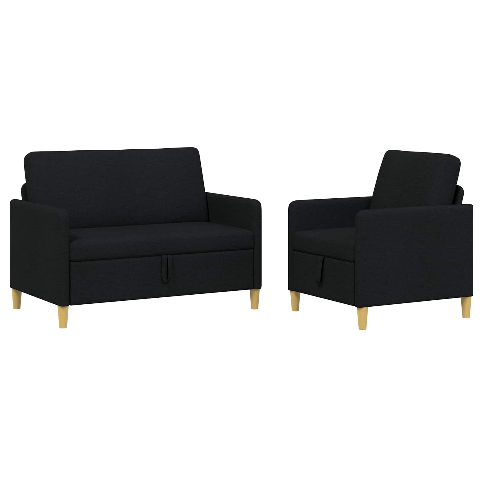 Bankenset met opbergruimte 2 st Zwart Polyester