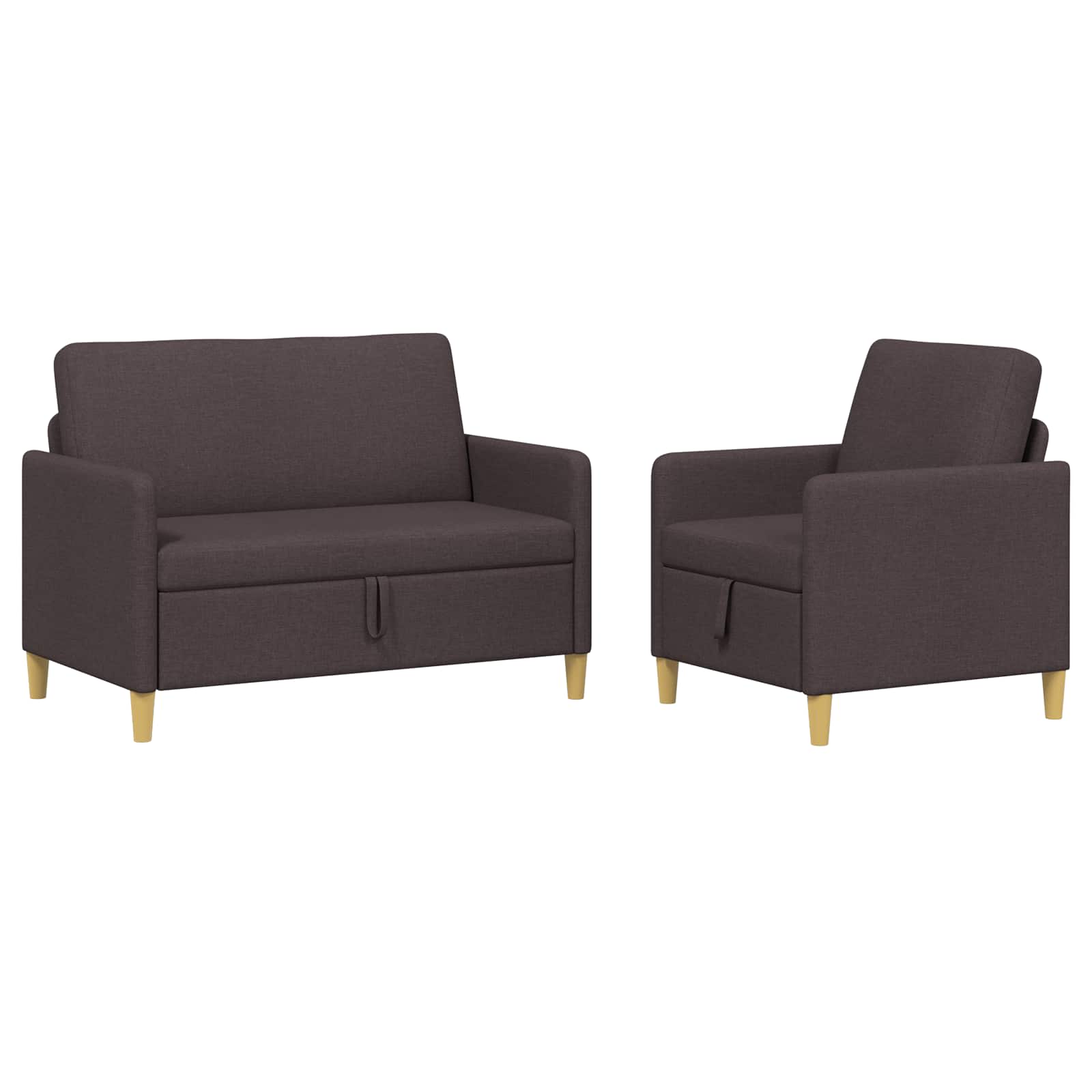 Bankenset met opbergruimte 2 st Donkerbruin Polyester