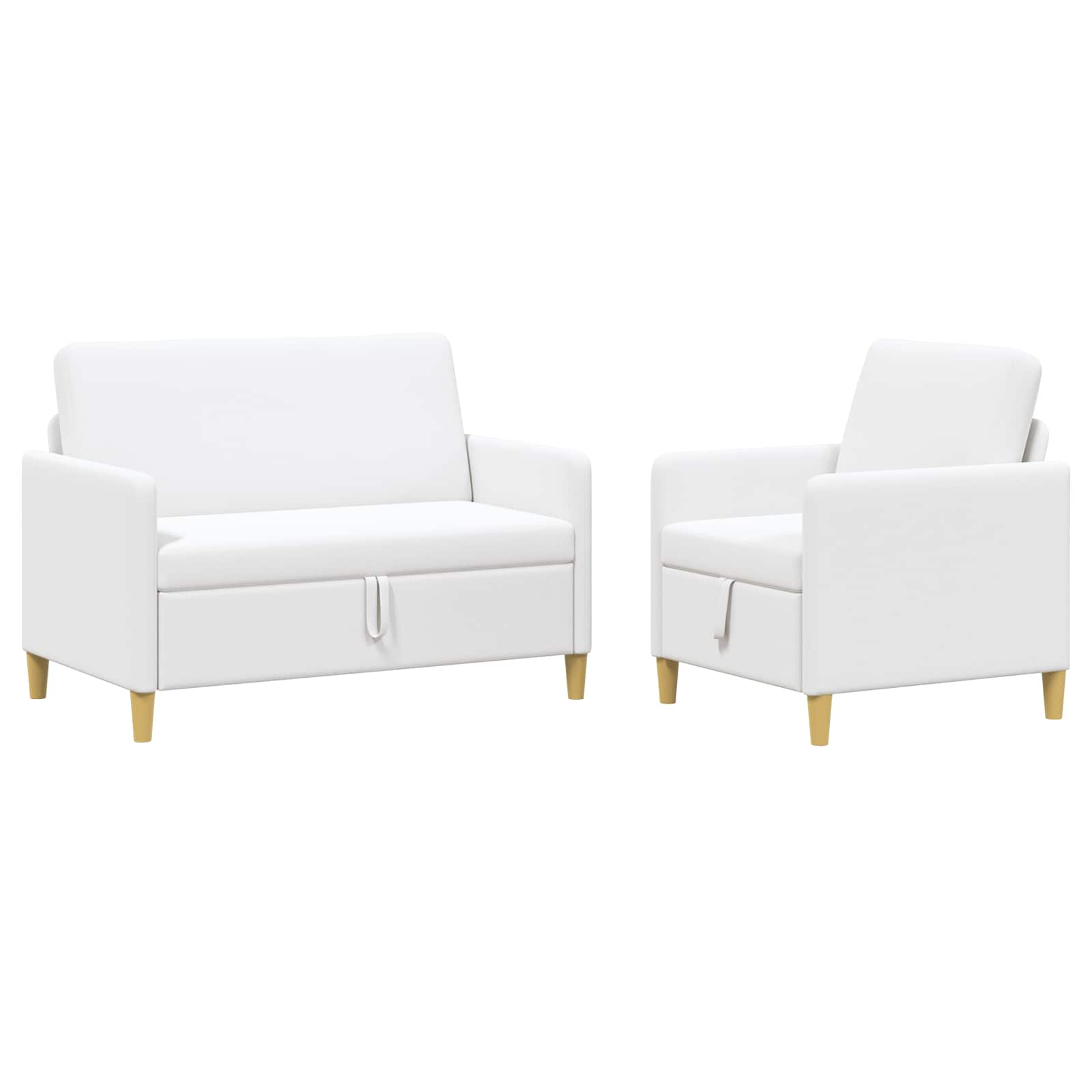 Bankenset met opbergruimte 2 st Wit Polyester
