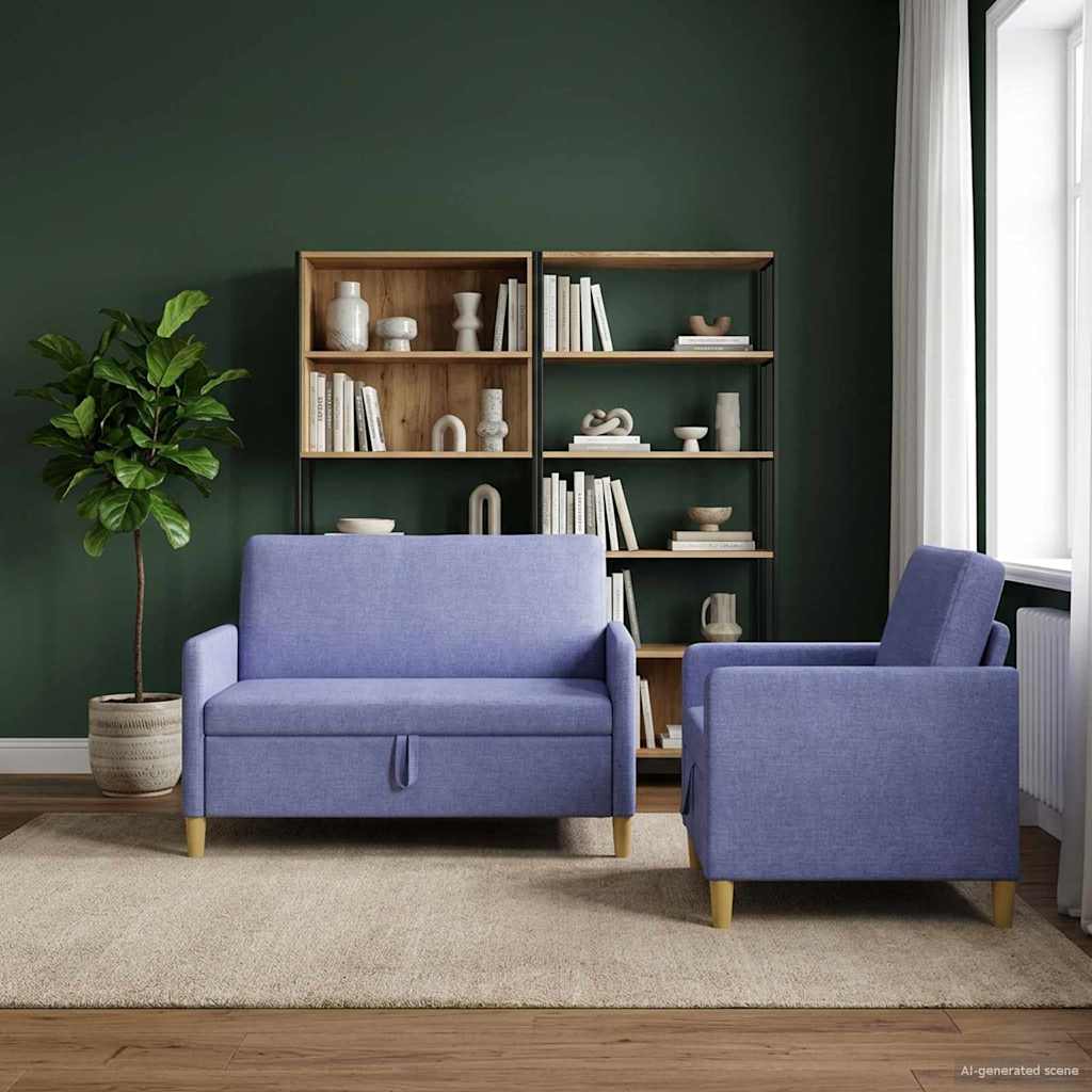 Bankenset met opbergruimte 2 st Jeans Blauw Polyester