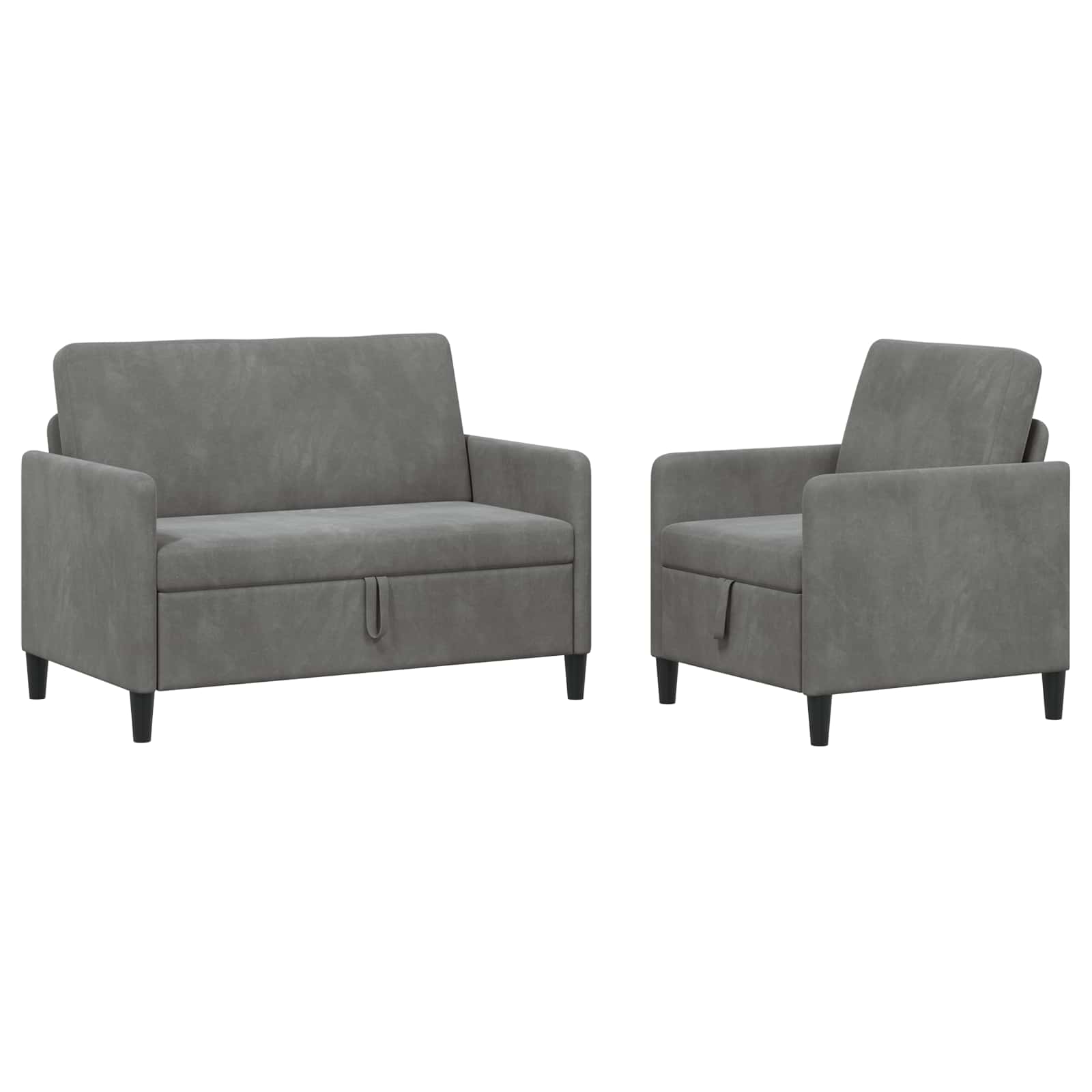 Bankenset met opbergruimte 2 st Donkergrijs Polyester