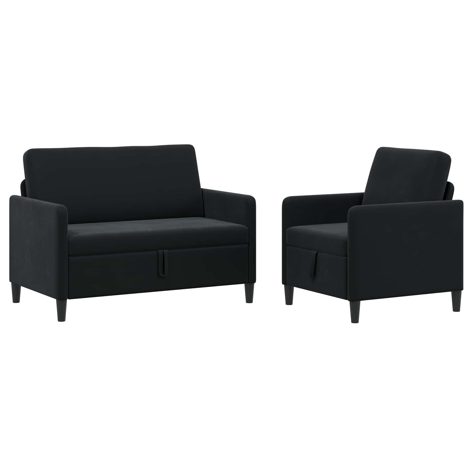Bankenset met opbergruimte 2 st Zwart Polyester