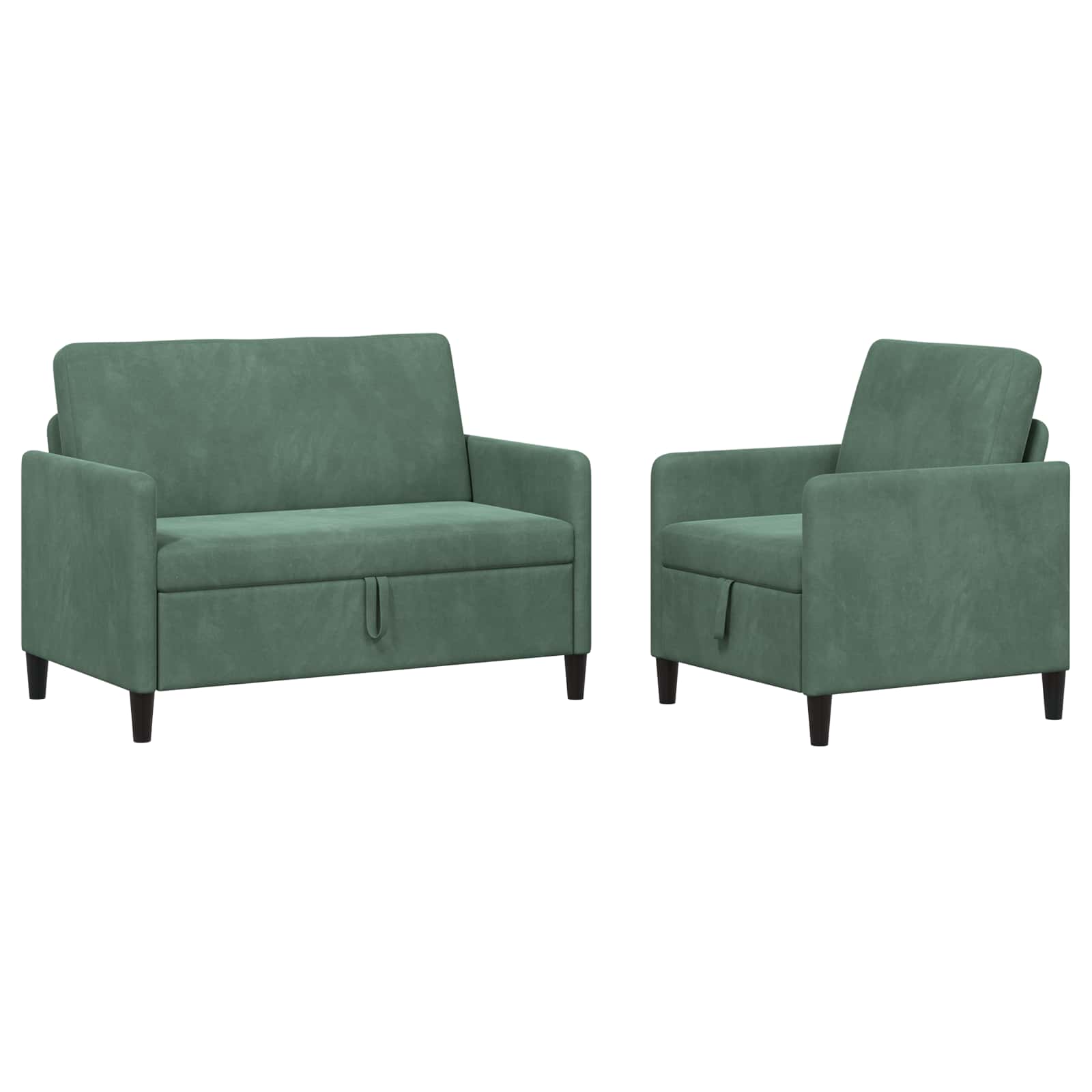 Bankenset met opbergruimte 2 st Zeegroen Polyester