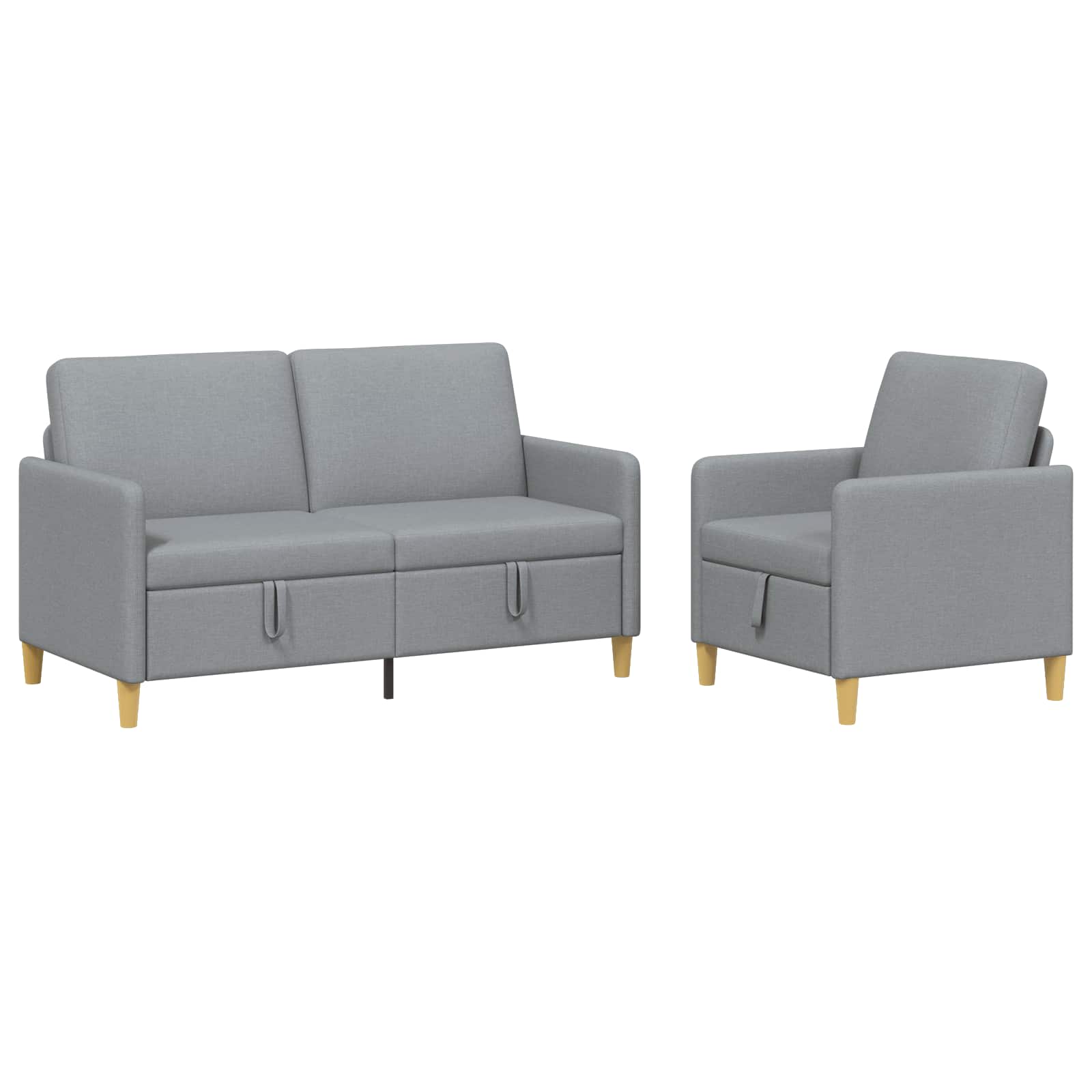 Bankenset met opbergruimte 2 st Lichtgrijs Polyester
