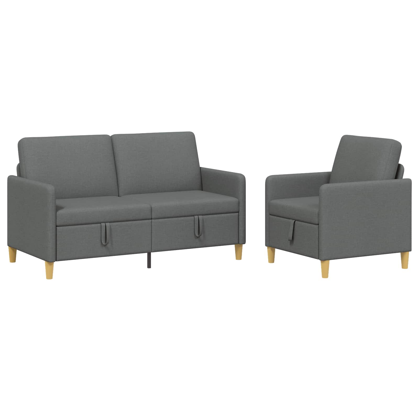 Bankenset met opbergruimte 2 st Donkergrijs Polyester