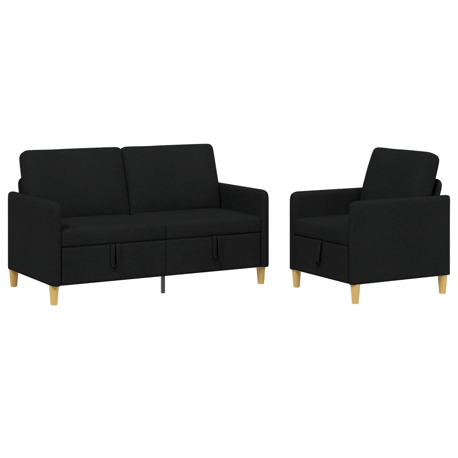 Bankenset met opbergruimte 2 st Zwart Polyester