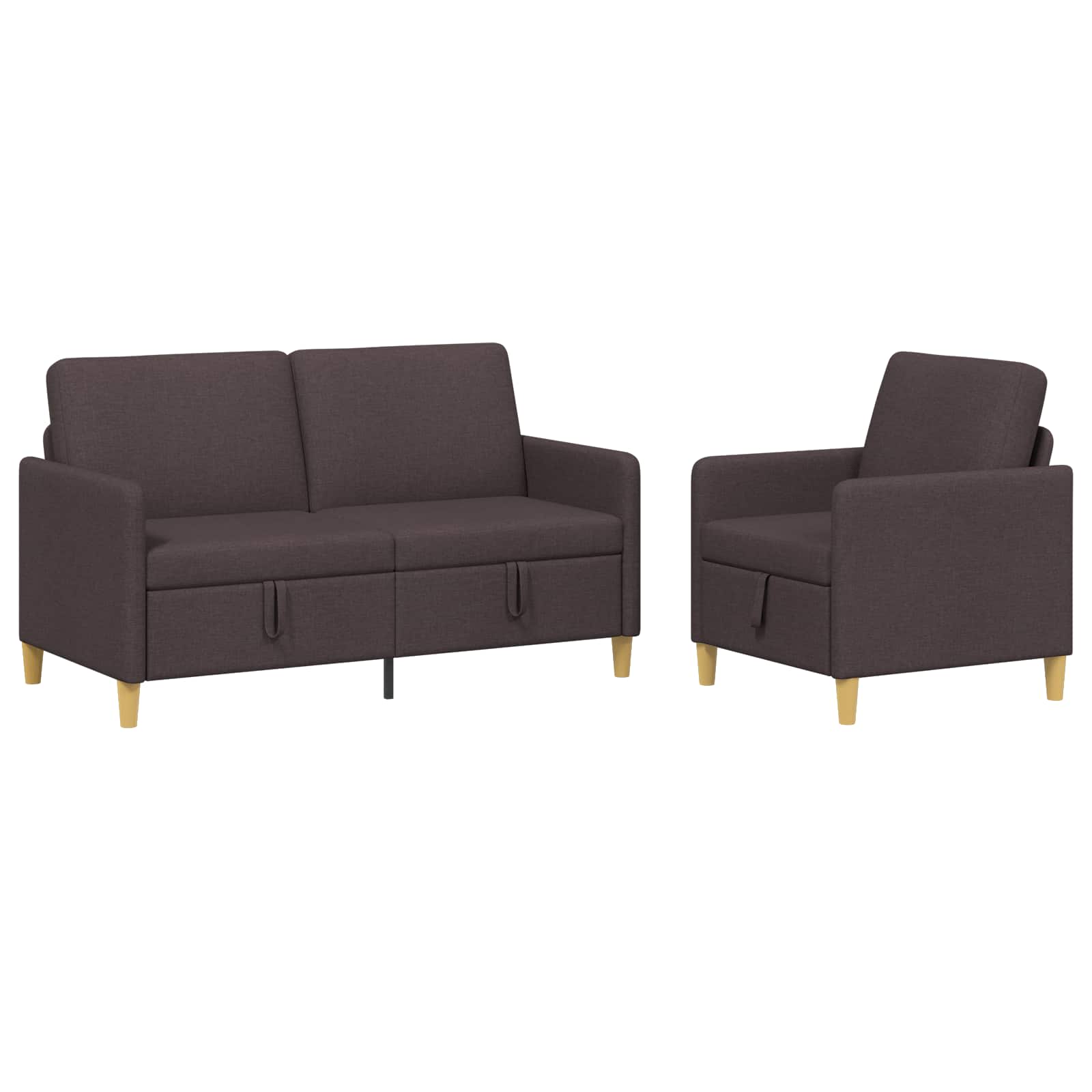 Bankenset met opbergruimte 2 st Donkerbruin Polyester