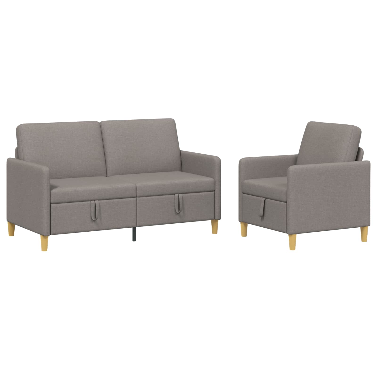 Bankenset met opbergruimte 2 st Taupe Polyester